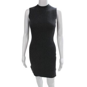 Scoop NYC Women Bodycon Cashmere Midi Dress Gray Mock Neck Sleeveless Size PP
